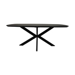 HSM Collection-Danish Ovale Eettafel-200x100x76-Zwart-Mango/Metaal