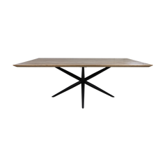 HSM Collection-Rechthoekige Eettafel Zürich-180x90x76-Naturel/Zwart-Acacia/Metaal