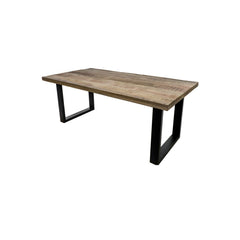 HSM Collection-Rechthoekige Eettafel Melbourne-200x100x77-Naturel/Zwart-Mango/Metaal