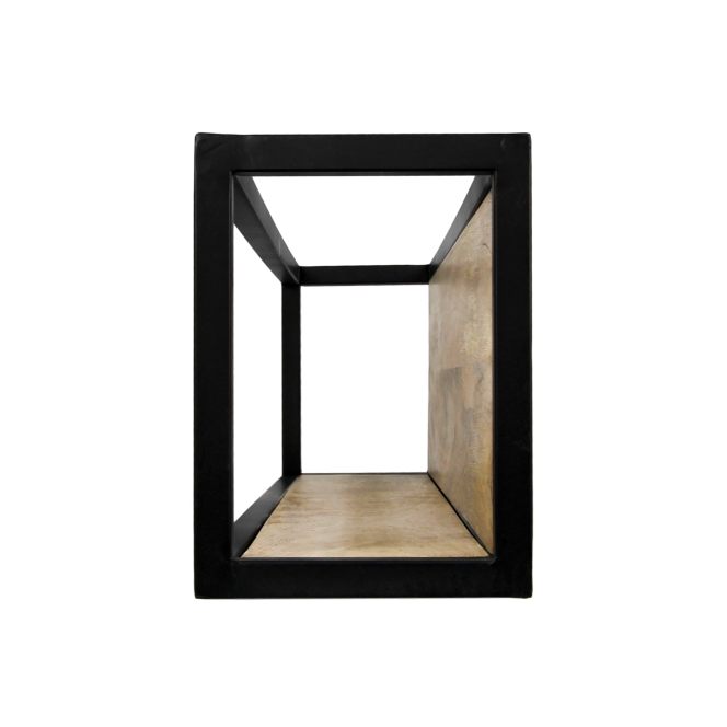 HSM Collection-Wandbox Levels -55x18x25-Naturel/Zwart-Mango/Metaal