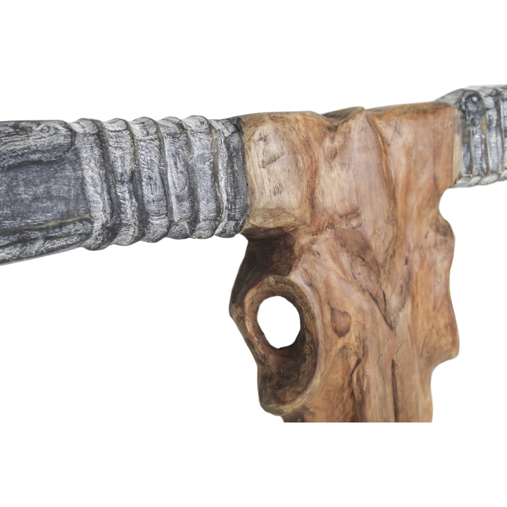 Wanddecoratie buffelkop - Natuurlijke was - Teak