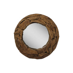 Ronde Spiegel - 90x90x10 - Naturel - Teak