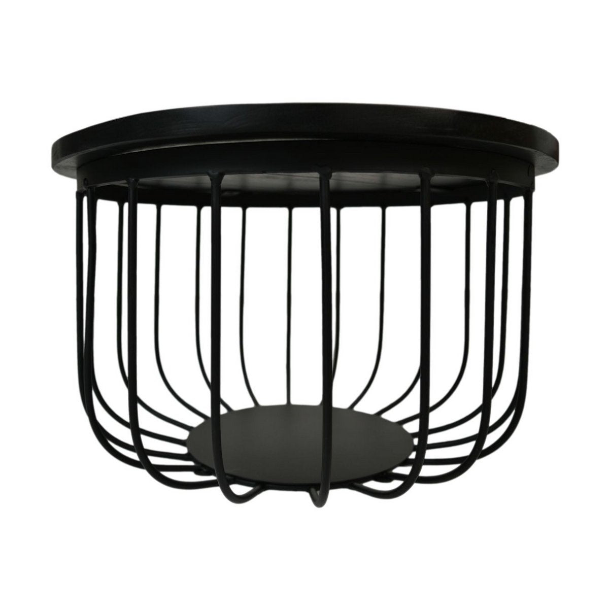 Salontafel Maden - ø60 cm - Zwart - Mangohout/ijzer - Set van 2