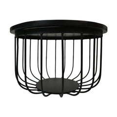 Salontafel Maden - ø60 cm - Zwart - Mangohout/ijzer - Set van 2
