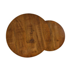 HSM Collection-Ronde Bijzettafel Ronin S/2-ø60x45 / ø45x40-Bruin/Zwart-Mango/Metaal
