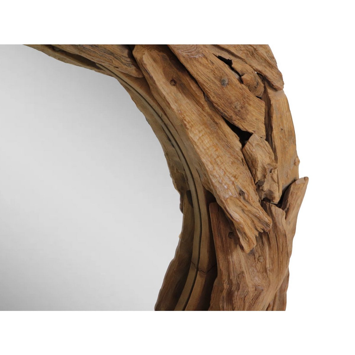 Ronde Spiegel - 90x90x10 - Naturel - Teak