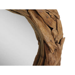 Ronde Spiegel - 90x90x10 - Naturel - Teak