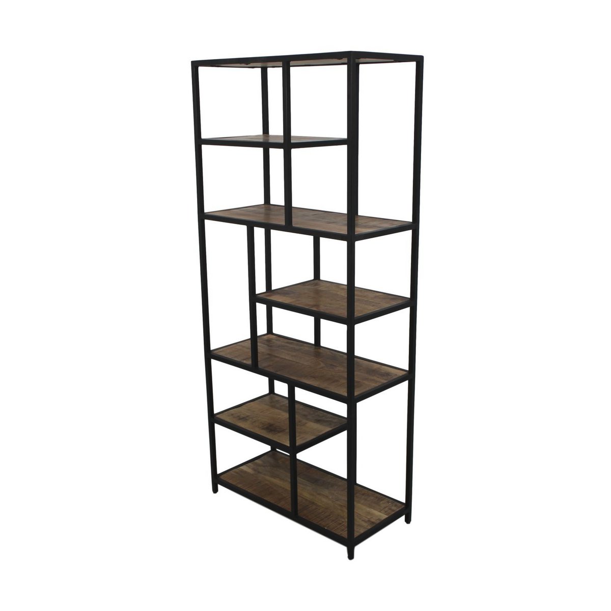 HSM Collection-Open Vakkenkast Levels-80x38x180-Naturel/Zwart-Mango/Metaal