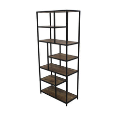 HSM Collection-Open Vakkenkast Levels-80x38x180-Naturel/Zwart-Mango/Metaal
