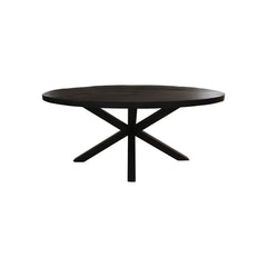 HSM Collection-Ovale Eettafel-180x100x77-Zwart-Mango/Metaal