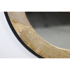 HSM Collection-Ronde Spiegel-ø90x5-Zwart/Naturel-Mango