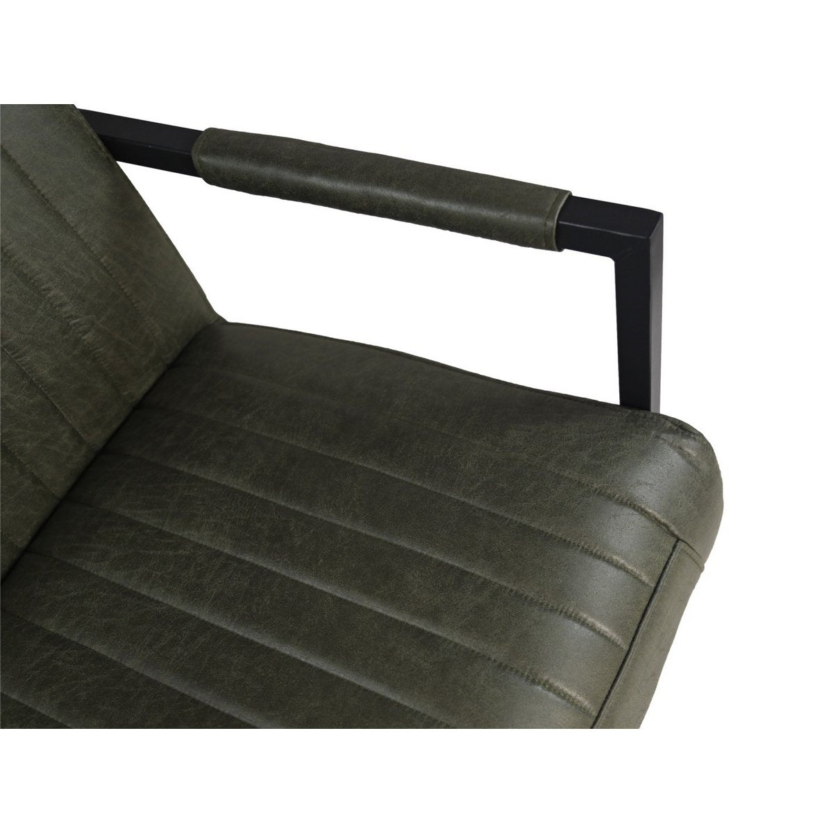 HSM Collection-Eetkamerstoel Texas Met Arm S/2-55x50x85-Groen/Zwart-Leder/Metaal