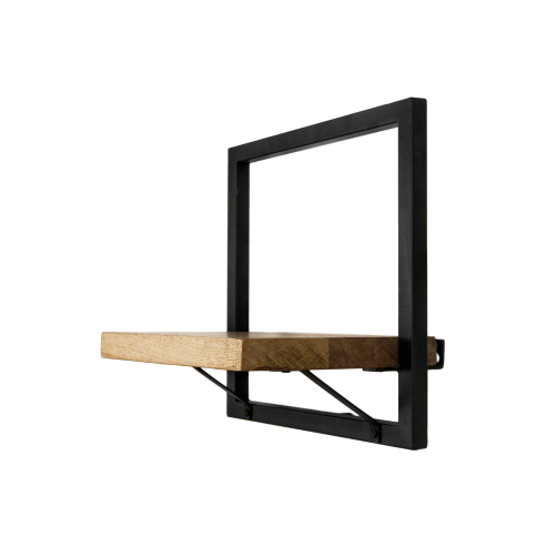 HSM Collection-Wandplank Levels -32x22x32-Naturel/Zwart-Mango/Metaal