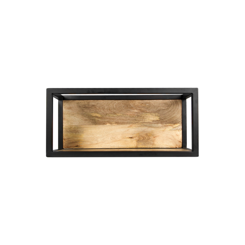 HSM Collection-Wandbox Levels -55x18x25-Naturel/Zwart-Mango/Metaal
