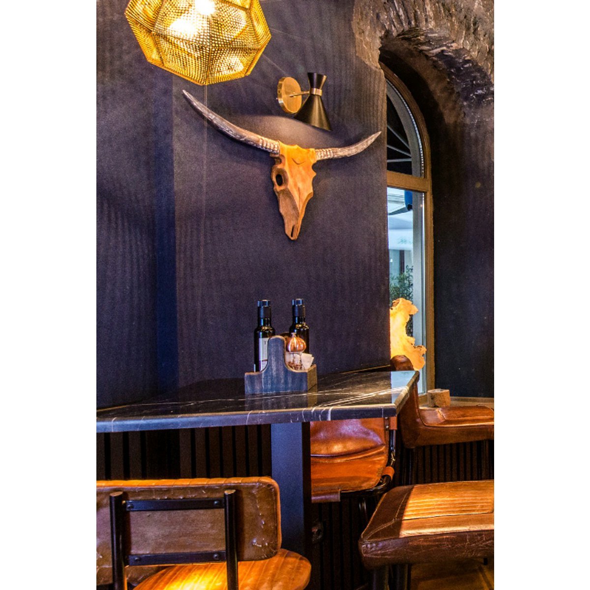 Wanddecoratie buffelkop - Natuurlijke was - Teak
