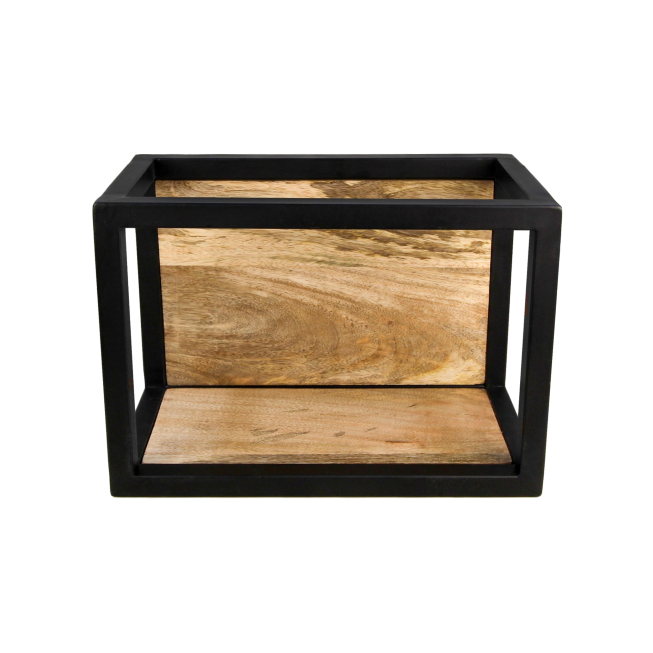 HSM Collection-Wandbox Levels -35x18x25-Naturel/Zwart-Mango/Metaal