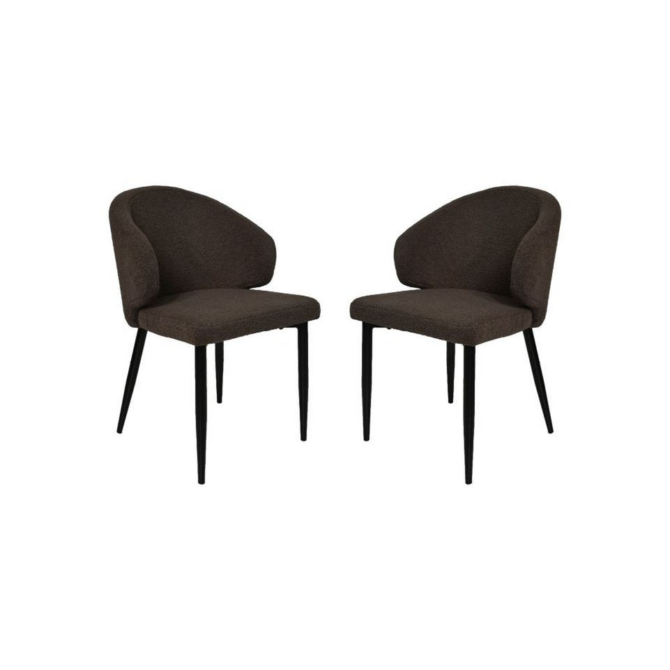 Eetkamerstoel Yuna - Espresso - Teddy/metaal - Set van 2