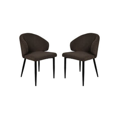 Eetkamerstoel Yuna - Espresso - Teddy/metaal - Set van 2