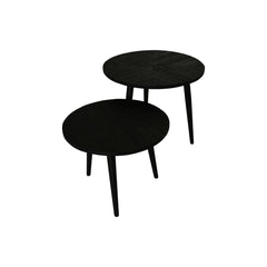 Ronde Bijzettafels Verona - 60x60x50/50x50x40 - Zwart - Mangohout/ijzer
