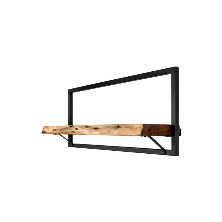HSM Collection-Wandplank Levels Live Edge -70x22x32-Naturel/Zwart-Acacia/Metaal