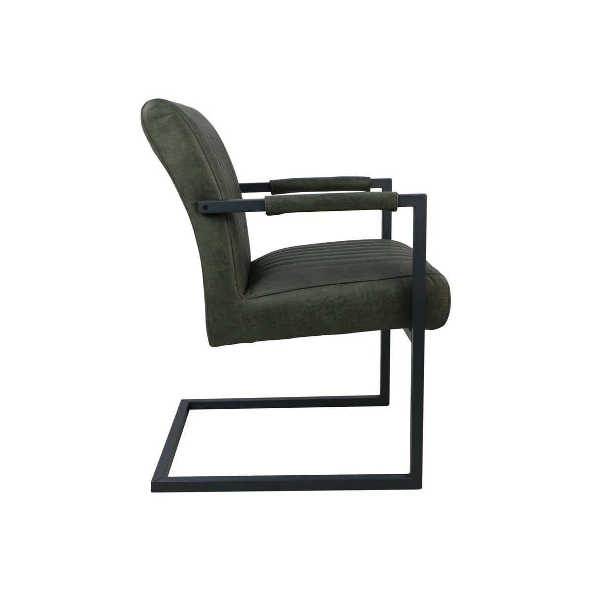 HSM Collection-Eetkamerstoel Texas Met Arm S/2-55x50x85-Groen/Grijs-Leder/Metaal