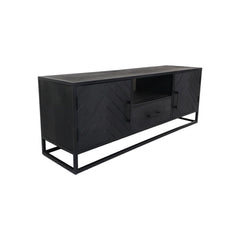 HSM Collection-TV Meubel Verona 2 Deur 1 La-150x40x55-Zwart-Mango/Metaal