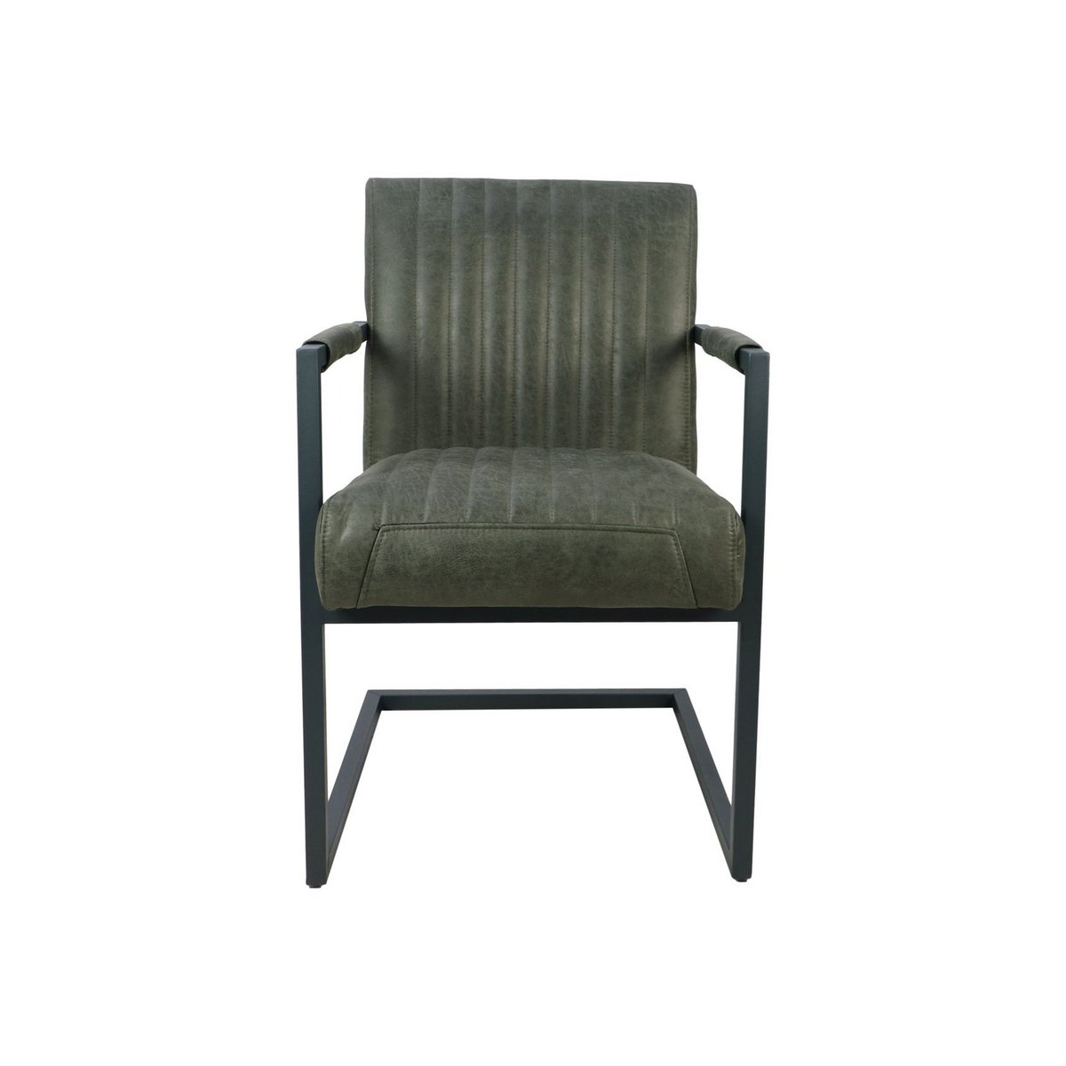 HSM Collection-Eetkamerstoel Texas Met Arm S/2-55x50x85-Groen/Grijs-Leder/Metaal