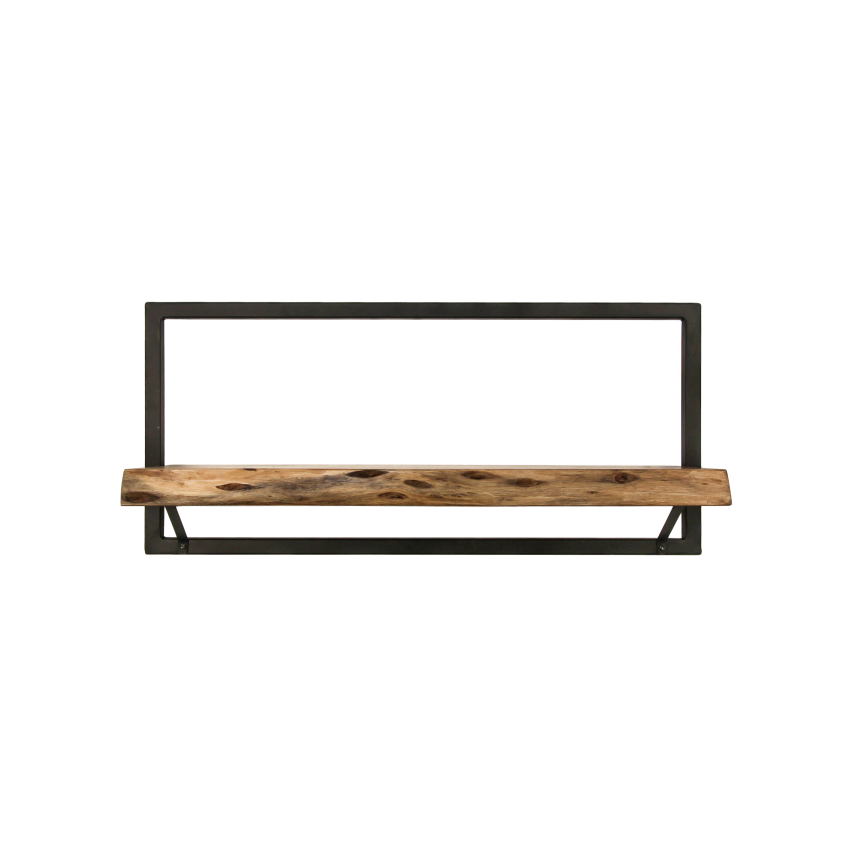 HSM Collection-Wandplank Levels Live Edge -70x22x32-Naturel/Zwart-Acacia/Metaal