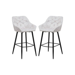 Barkruk Liverpool - Set van 2 - 56x61x107 - Fluweel/metaal - Beige