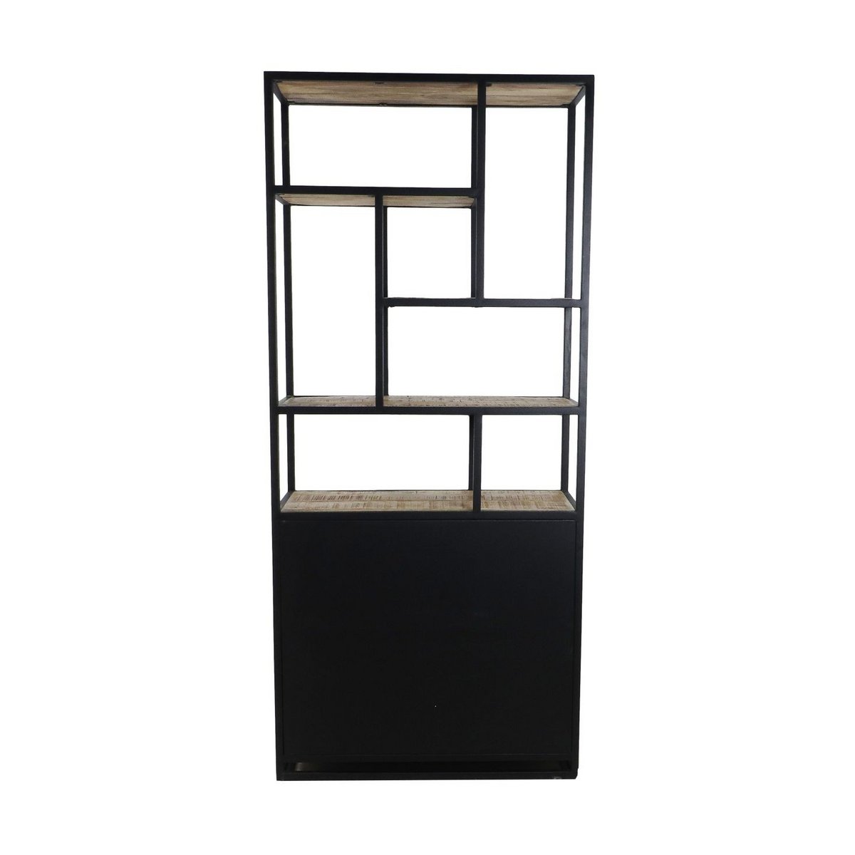 HSM Collection-Wandkast Level 2 Deur-80x35x180-Naturel/Zwart-Mango/Metaal