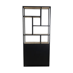 HSM Collection-Wandkast Level 2 Deur-80x35x180-Naturel/Zwart-Mango/Metaal