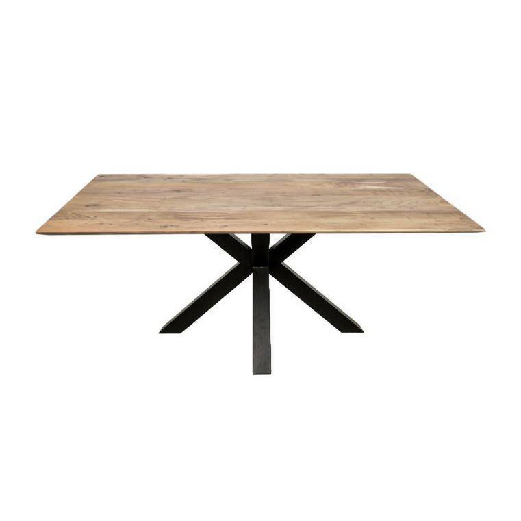 HSM Collection-Rechthoekige Eettafel Zürich-200x100x76-Naturel/Zwart-Acacia/Metaal