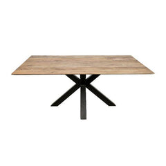 HSM Collection-Rechthoekige Eettafel Zürich-200x100x76-Naturel/Zwart-Acacia/Metaal