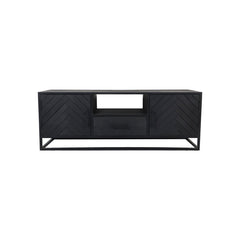 HSM Collection-TV Meubel Verona 2 Deur 1 La-150x40x55-Zwart-Mango/Metaal