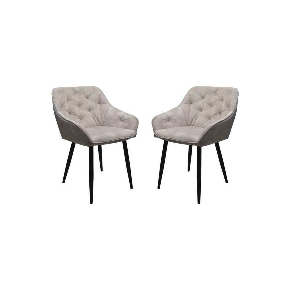 Eetkamerstoel Liverpool S/2 - 56x61x79 - Velvet/metaal - Beige/Zwart