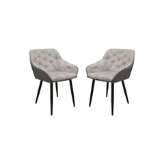 Eetkamerstoel Liverpool S/2 - 56x61x79 - Velvet/metaal - Beige/Zwart