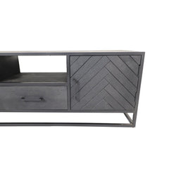 HSM Collection-TV Meubel Verona 2 Deur 1 La-150x40x55-Zwart-Mango/Metaal