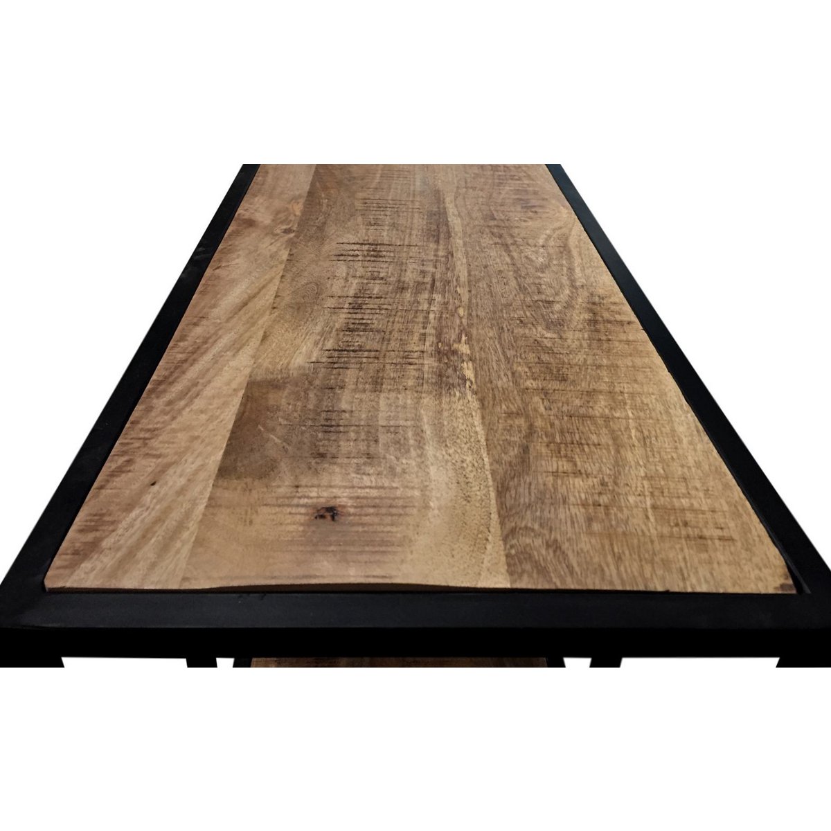 HSM Collection-Open Vakkenkast Levels-80x38x180-Naturel/Zwart-Mango/Metaal