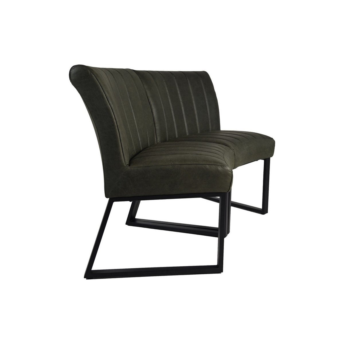 HSM Collection-Eetkamerbank Texas-68x55x88-Groen/Zwart-Leder/Metaal