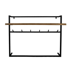 Kleerhanger - 100x30x80 - Naturel/Zwart - Acaciahout/metaal