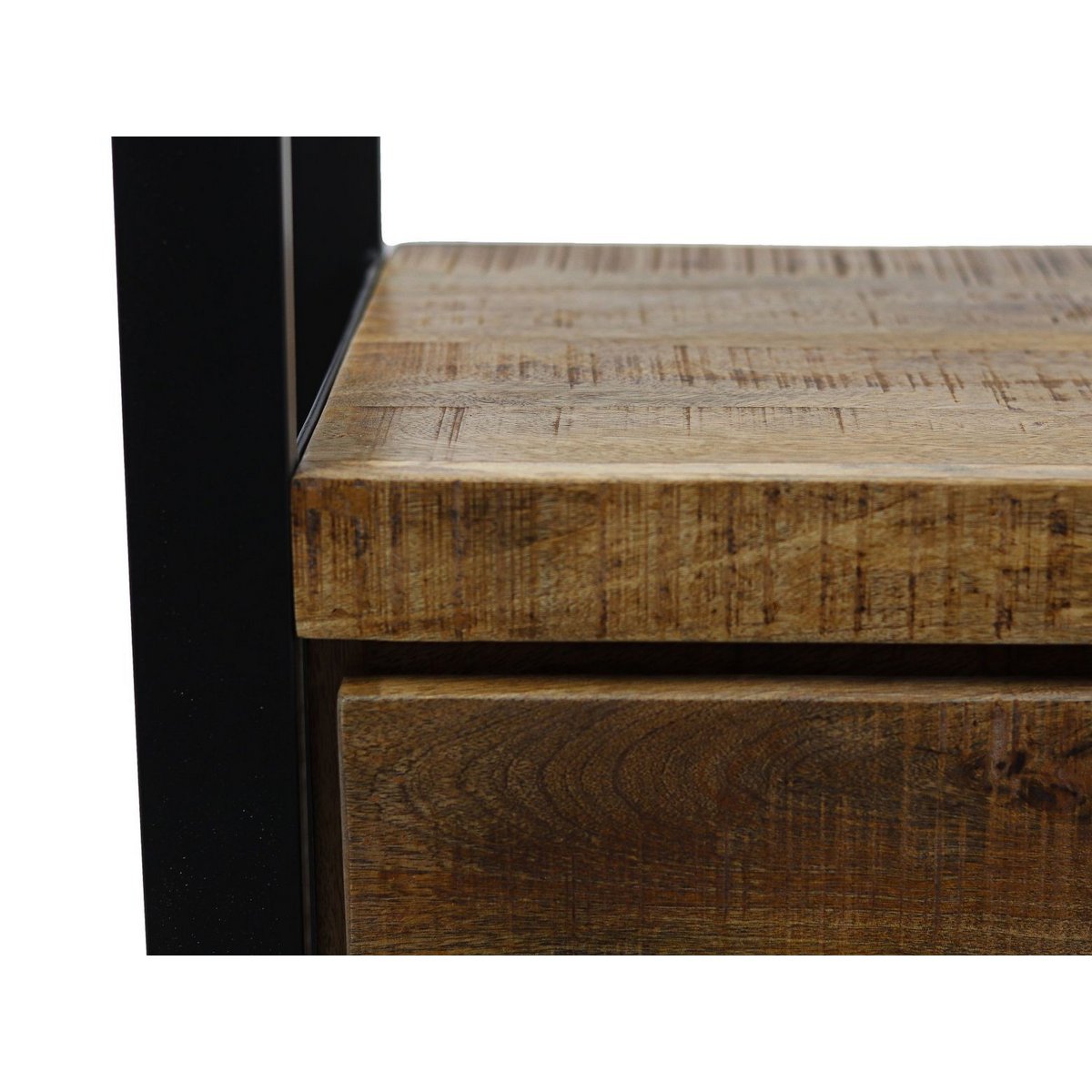 HSM Collection-Boekenkast 3 Lade-55x35x175-Naturel/Zwart-Mango/Metaal