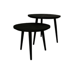 Ronde Bijzettafels Verona - 60x60x50/50x50x40 - Zwart - Mangohout/ijzer