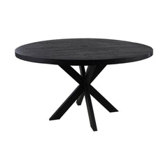 HSM Collection-Ronde Eettafel Melbourne-110x110x80-Zwart-Mango/Metaal