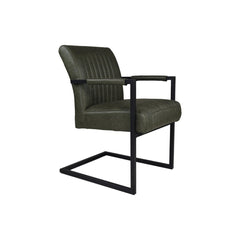HSM Collection-Eetkamerstoel Texas Met Arm S/2-55x50x85-Groen/Zwart-Leder/Metaal