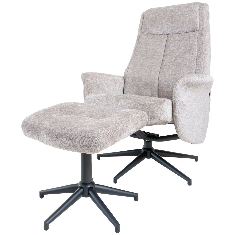 Relaxfauteuil Bindy + Hocker – Taupe