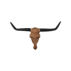 Wanddecoratie buffelkop - Natuurlijke was - Teak