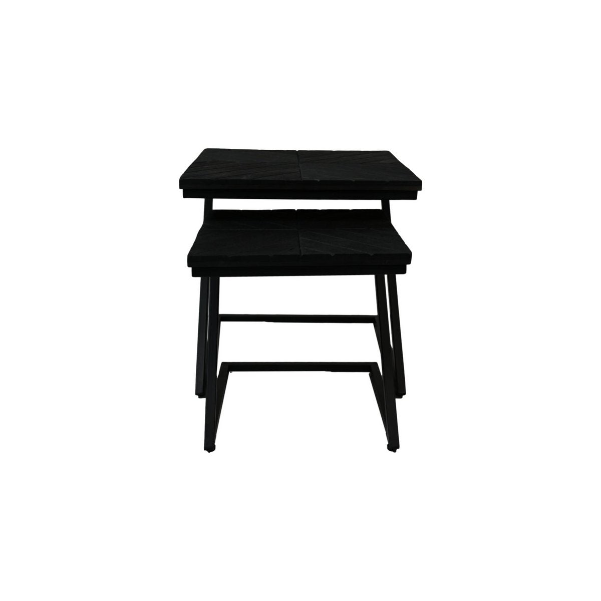 Bijzettafels Z-model - Zwart - Mangohout/ijzer - Set van 2