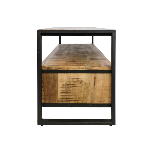 HSM Collection-Tv Meubel Havana 3 La-150x45x60-Naturel/Zwart-Mango/Metaal