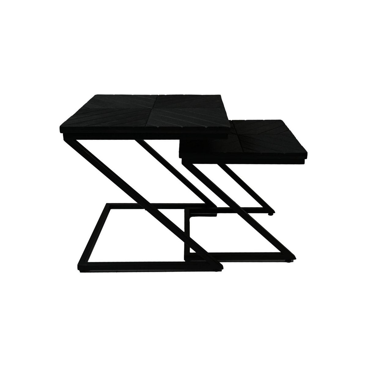 Bijzettafels Z-model - Zwart - Mangohout/ijzer - Set van 2