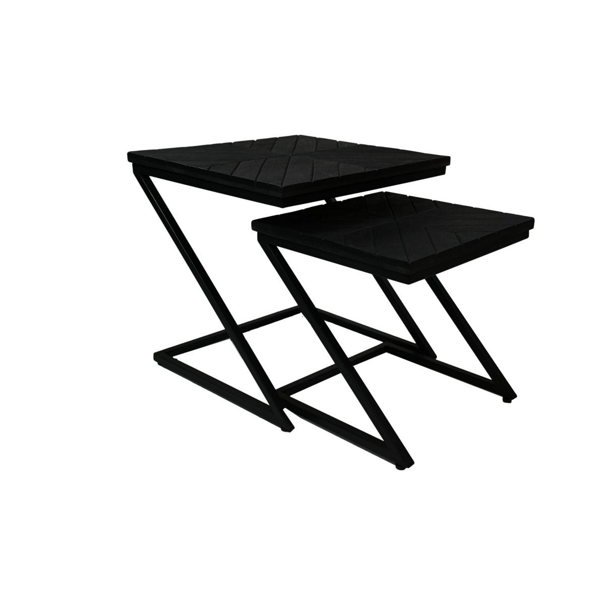 Bijzettafels Z-model - Zwart - Mangohout/ijzer - Set van 2